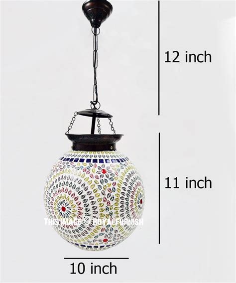 Turkish Mosaic Glass Hanging Lantern For Outdoor Decoration