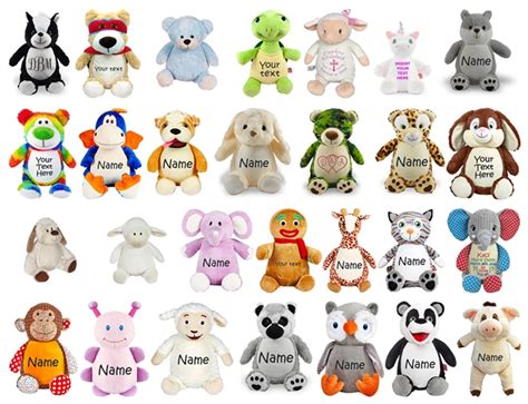 Embroidered Personalized Stuffed Animals Plush Toys With Zipper And