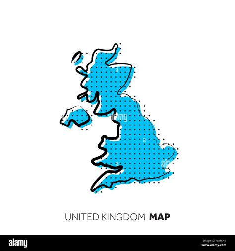 United Kingdom Vector Country Map Map Outline With Dots Stock Vector