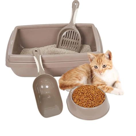 4pcs Cat Bedpans Set Plastic Cat Kitten Dog Pet Supplies Set With