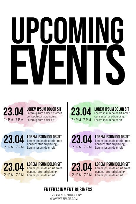 Upcoming Events Schedule Flyer Template Postermywall