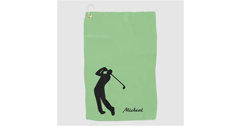 Golfer Silhouette Black Green Monogram Golf Towel Zazzle