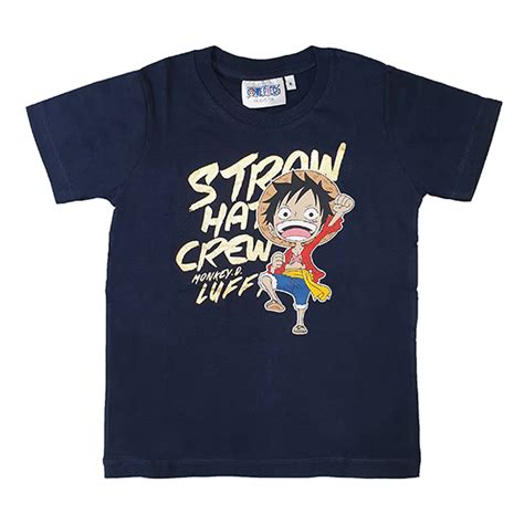 เสื้อยืดเด็กการ์ตูนวันพีซ Teens Kid Op Luffy สีกรม One Piece T Shirt