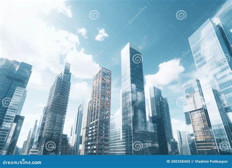 Cityscape With Tall Buildings Stock Image Image Of Reflection Office