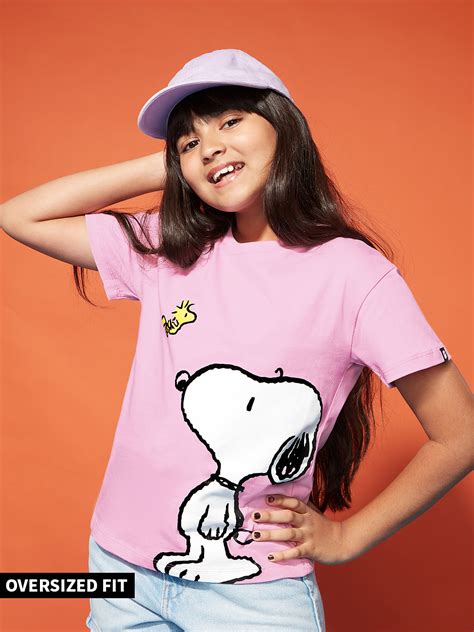 Buy Peanuts Snoopy And Wood Girls Oversized T Shirts Online
