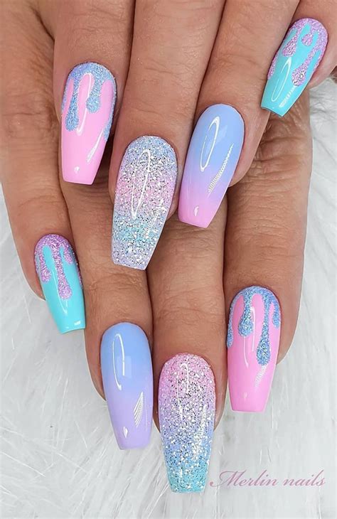 32 Hottest And Cute Summer Nail Designs Ombre And Glitter Drip Nails