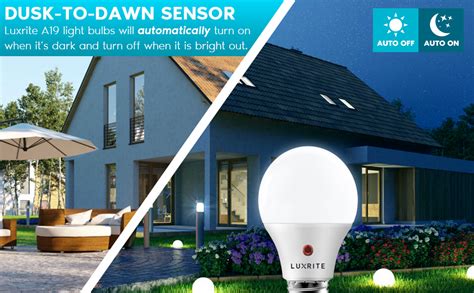 Luxrite A19 Led Dusk To Dawn Light Bulbs Outdoor Lighting 60 Watt