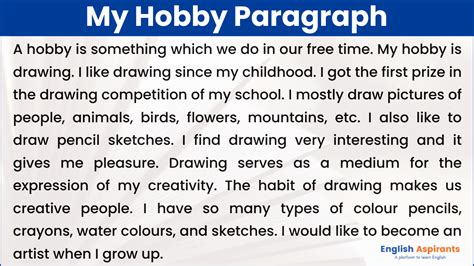 My Hobby Paragraph In English 100 120 150 Words