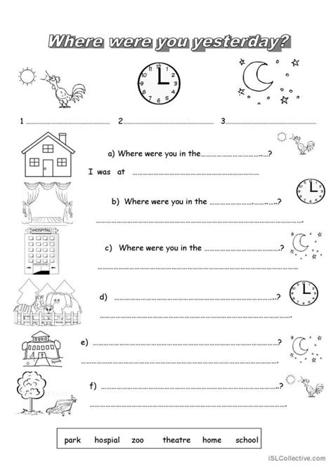 Where Were You English Esl Worksheets Pdf And Doc