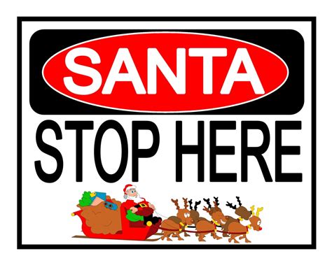 Santa Stop Here Christmas Sign Yard Sign Poster Print