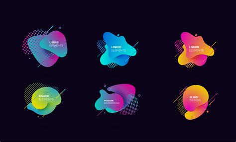 Dynamical Colored Graphic Elements Gradient Abstract Banners With