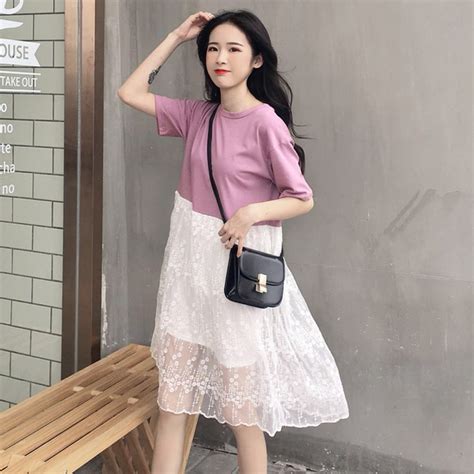 mihoshop ulzzang korean korea women fashion clothing summer casual preppy round neck sweet pink