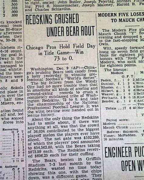 Chicago Bears Win 1940 Nfl Title 73 0