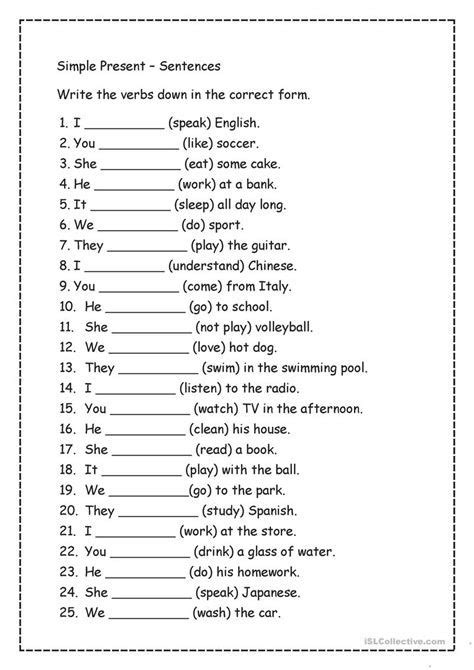 Present Simple Grammar English Esl Worksheets For Easy English