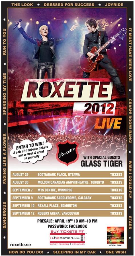 Canada Win A Pair Of Front Row Tickets And A Meetandgreet With Roxette