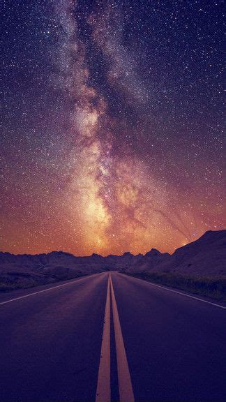 Starry Sky On The Road Iphone 6 6 Plus Wallpaper Night