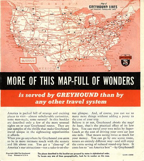 Historical Map Map Of Greyhound Lines And Principal Connecting Routes
