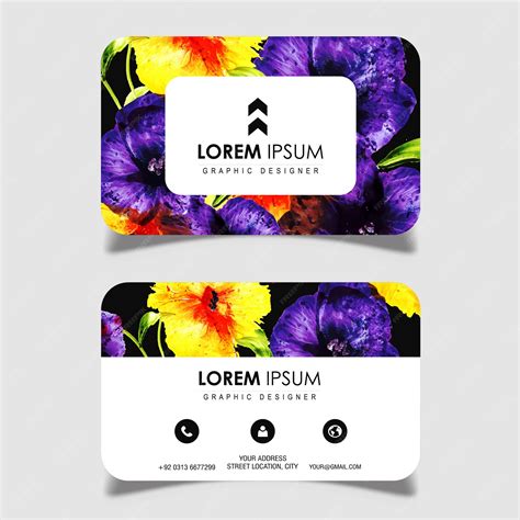 Premium Vector Colorful Watercolor Floral Business Card
