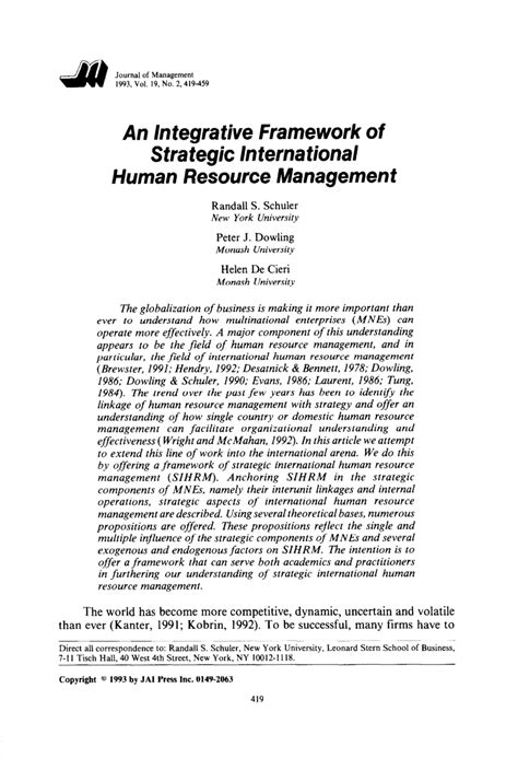 Talking about the international human resource management. (PDF) An Integrative Framework of Strategic International ...