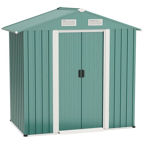 Outsunny 113 X 92ft Steel Garden Storage Shed Outdoor Metal Tool