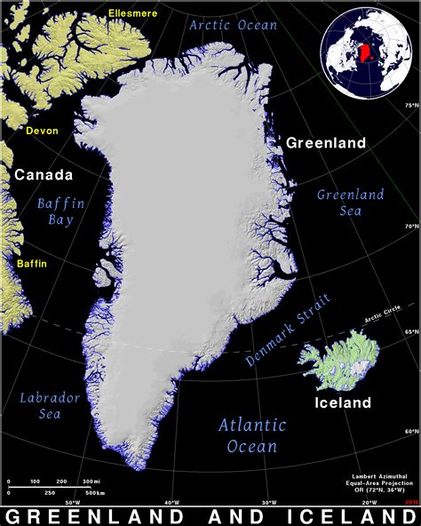 Greenland And Iceland · Public Domain Maps By Pat The Free Open