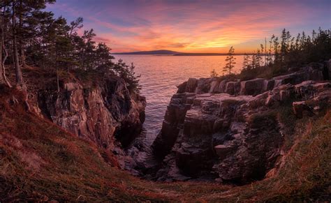 A Spectacular Sunset Seen From The Cliffs Of Acadia National Park