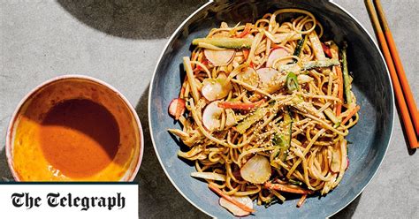 Egg Noodles With Chicken Crisp Vegetables And Peanut Sauce Recipe