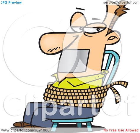 Clipart Man Gagged And Tied To A Chair Royalty Free Vector