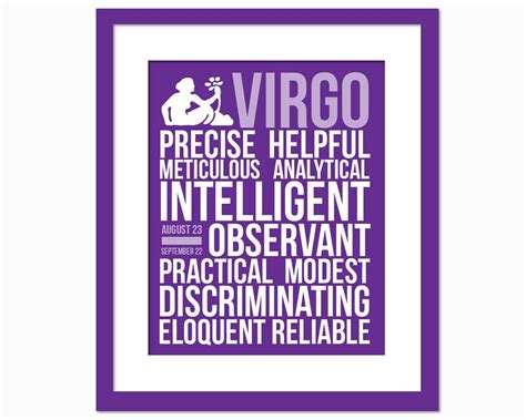 Virgo Personality Character Traits Subway Art Print Etsy Virgo