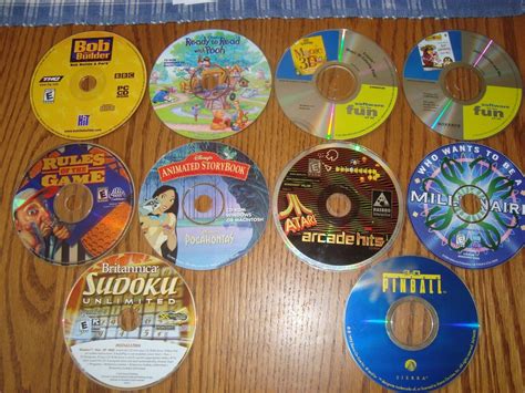 10 Cd Rom Pc Game Software Discs Young Education And Adult Sudoku Pinball