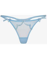 Agent Provocateur Lorna Heart Low Rise Stretch Mesh Thong X In White