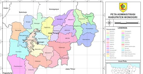 Peta Administrasi Kabupaten Wonogiri Provinsi Jawa Tengah NeededThing