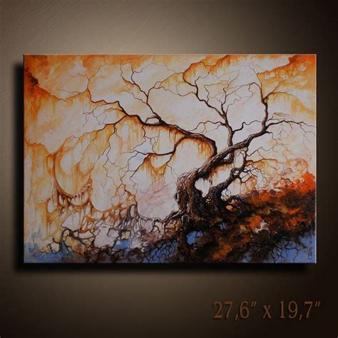 Original Abstract Landscape Tree Painting On Canvas Contemporary Fine