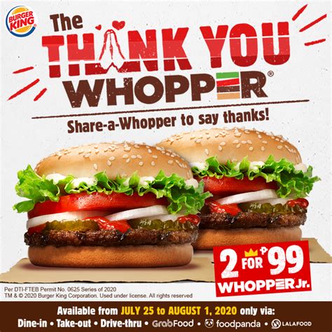 Burger Kings Thank You Whopper Promo Jul 25 To Aug 01 2020 Proud