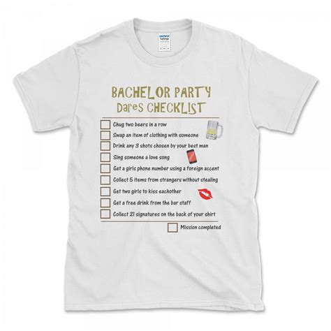 bachelor party checklist grooms stag night fun dares game t shirt s m l xl 2xl bachelor