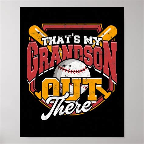 Thats My Grandson Out There Baseball Poster