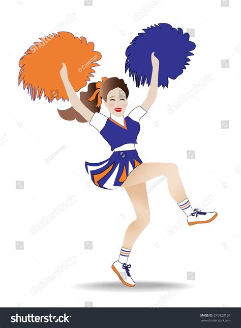 Cheerleader Yelling Cheer While Jumping Shaking Stock Vector Royalty