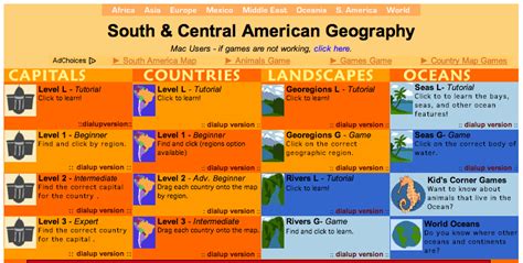 Geography of america redirects here. South & Central American Geography from Sheppard Software | Geography games, South america map ...