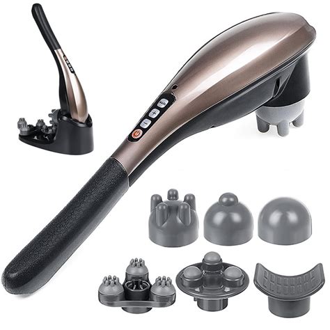 Rechargeable Handheld Massager With 6pcs Massage Heads Percussion