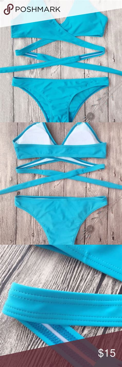 Wrap Bikini This Sky Blue Swim Suit Has Never Been Worn Comes In