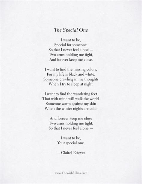 The Special One Love Poem Inspirational Poetry About