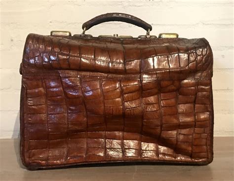 Gorgeous Edwardian Crocodile Leather Suitcase For Sale At 1stdibs