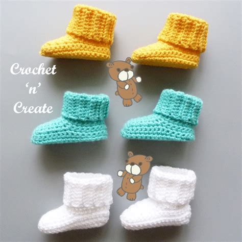 Rib Cuff Baby Booties Free Baby Crochet Pattern On Crochet N Create