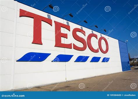 Tesco Company Logo On The Supermarket Building Editorial Photo