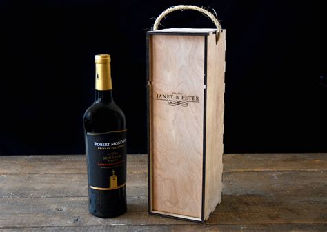 Engraved Wooden Wine Box Wine Bottle Box Engraved Wine Box Etsy