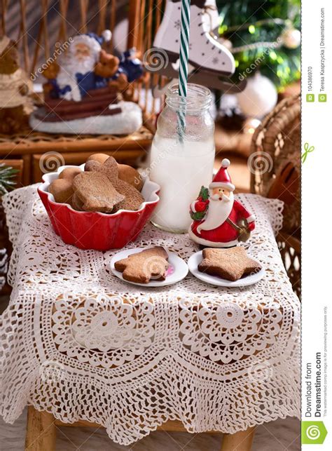 Milk And Cookies For Santa Claus Stock Photo Image Of