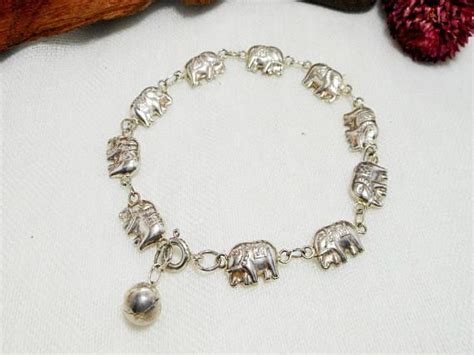 Cute 8 Mm Wide Sterling Silver Dressing Elephants Bracelet Elephant
