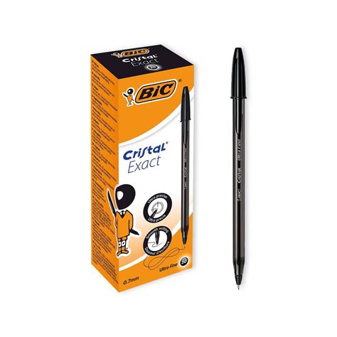 Bic Cristal Ballpoint Pens Ultra Fine 07mm Black 20 Pack 992603