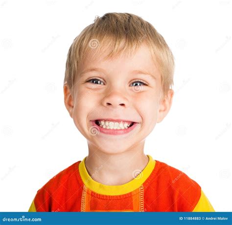 Smiling Boy On White Background Stock Image Image Of Mouth Eyes