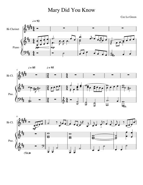 Bellow is only partial preview of mary did you know piano sheet music, we give you 4 pages music notes preview that you can try for free. Mary Did You Know Clarinet Sheet music for Clarinet, Piano | Download free in PDF or MIDI ...